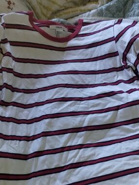 Forever 21 White Tee with Red and Black Stripes